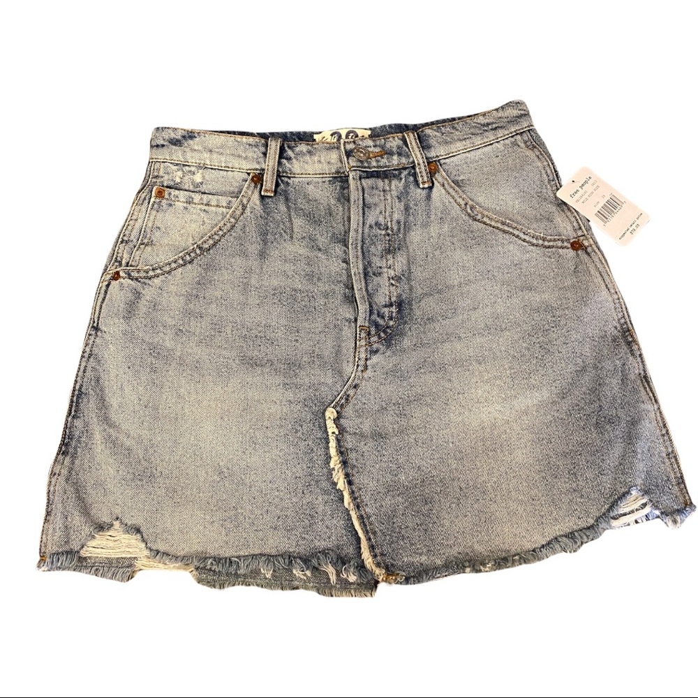 Free People Brea cutoff mini skirt, size 29, mile high blue, NWT